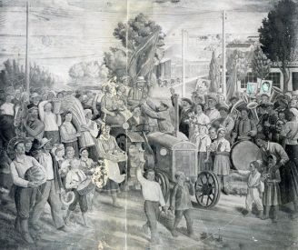 Свято вражаю, Школа М. Бойчука, Розпис Харківського Червонозаводського театру ,1930